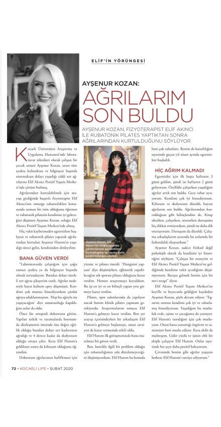 AYŞENUR KOZAN: AĞRILARIM SON BULDU