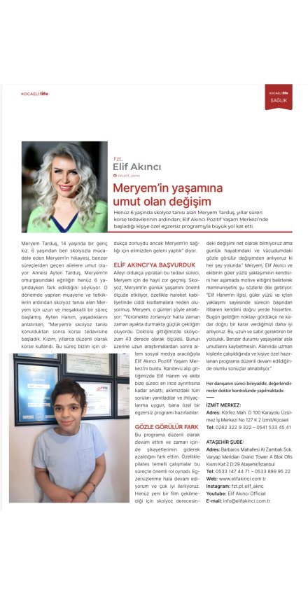 14 YAŞINDAKİ MERYEM TARDUŞ'UN SKOLYOZU DÜZELİYOR!